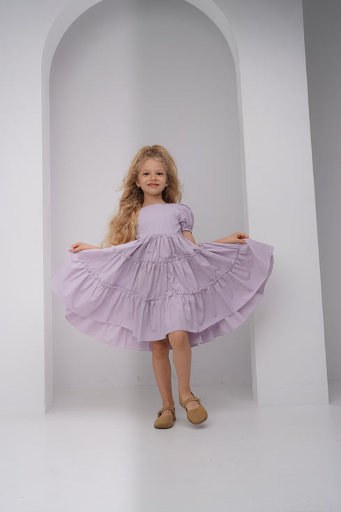 Rochie lila cu volane
